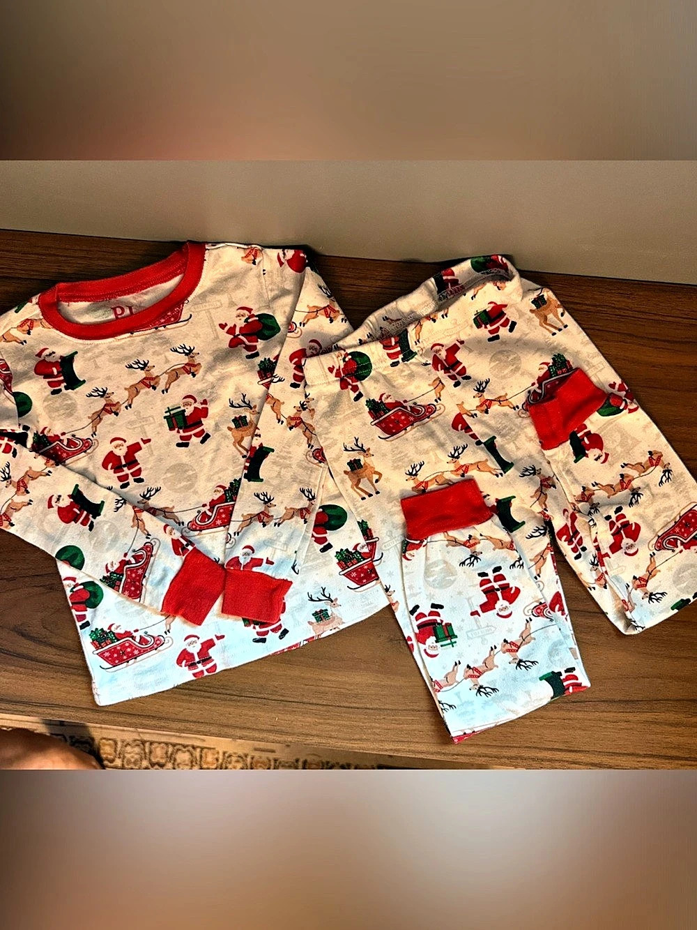PJ Place Santa Sleigh Reindeer Christmas Pajama Set 3T